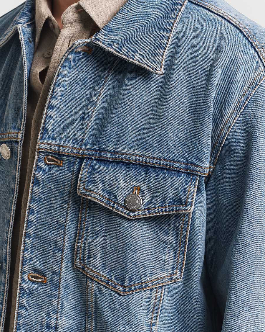 Herr | Jackor | AMI | Paris Trucker Jacket Used Blue