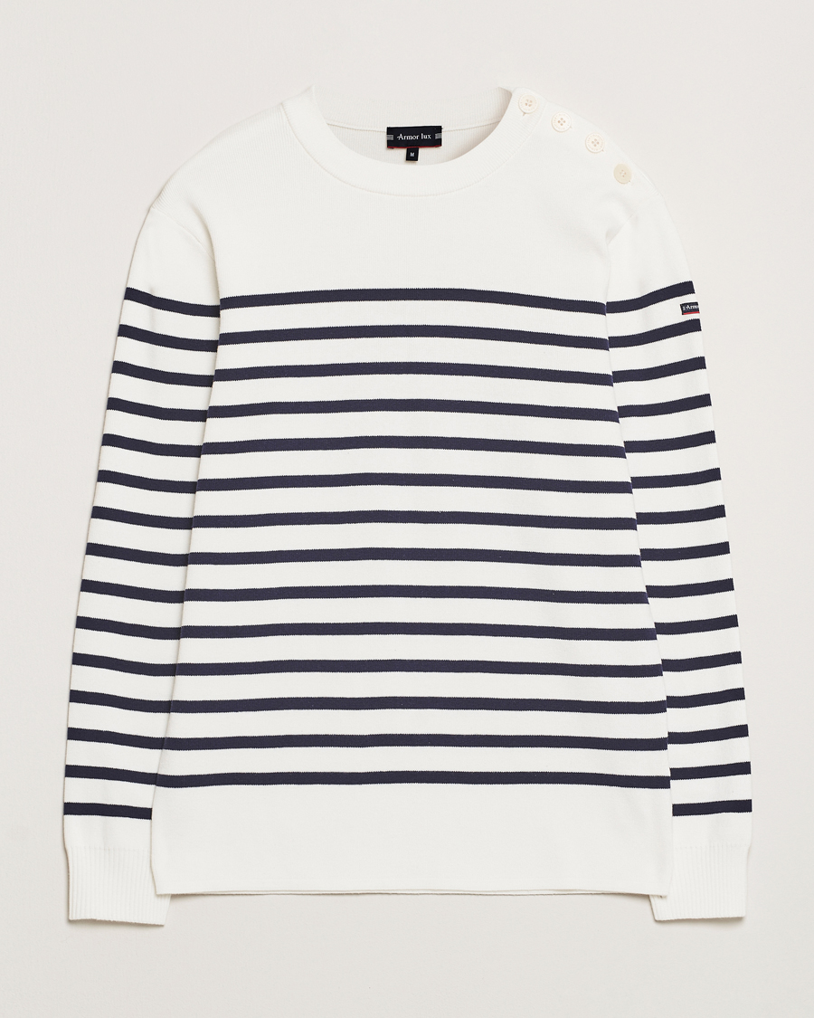Herr | Tröjor | Armor-lux | Groix Striped Sweater Milk/Navy
