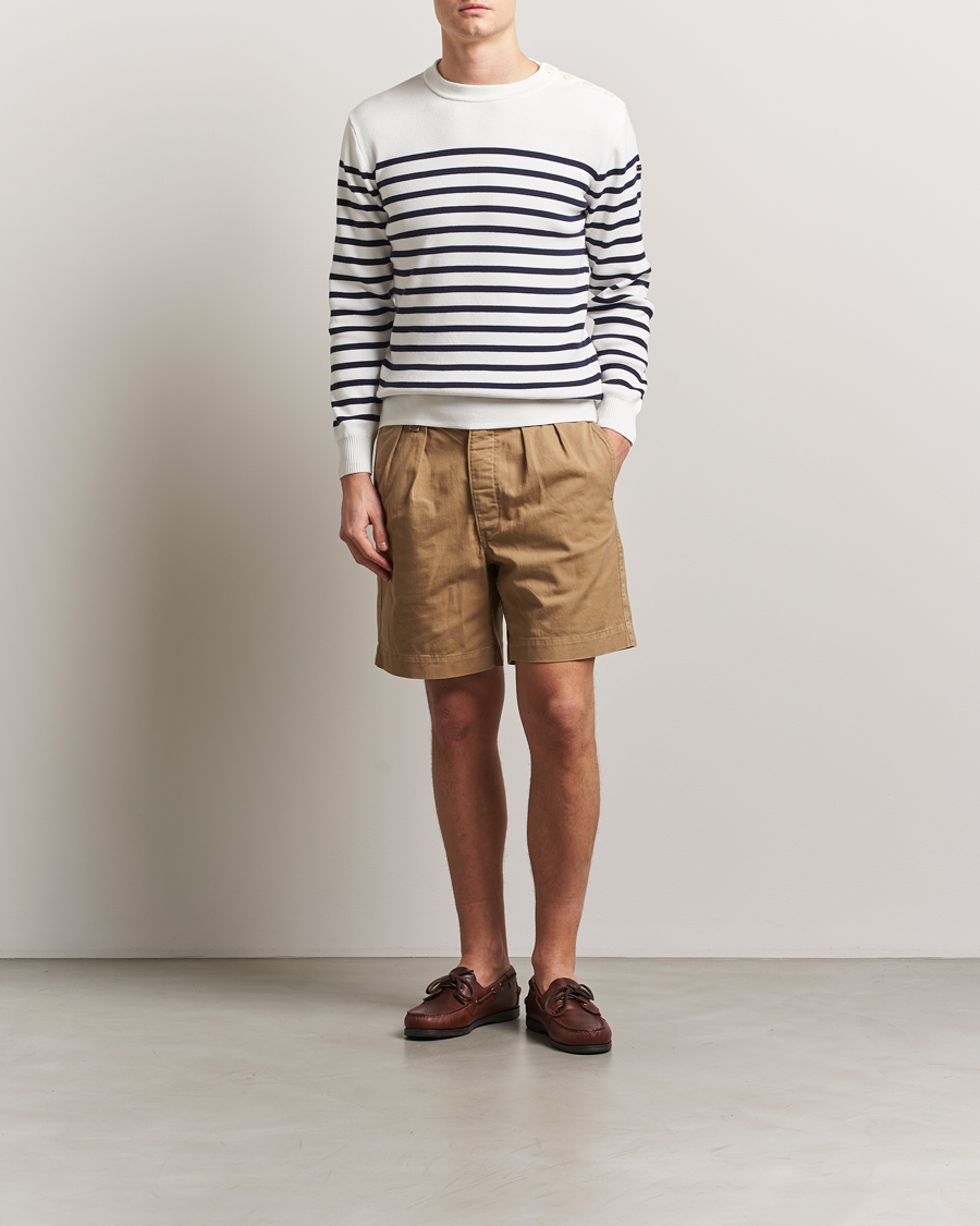 Herr | Tröjor | Armor-lux | Groix Striped Sweater Milk/Navy