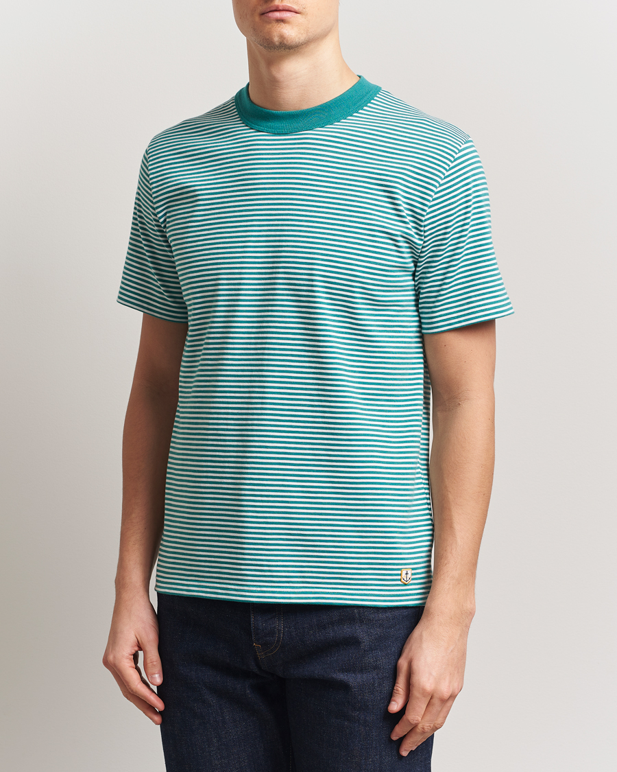 Herr | T-Shirts | Armor-lux | Callac Héritage Stripe T-Shirt Deep Jungle/Milk