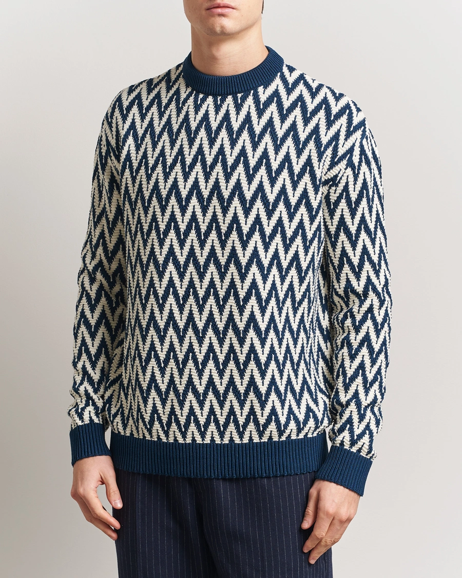 Herr | Tröjor | Lanvin | Chevron Sweater Petrol/Ecru