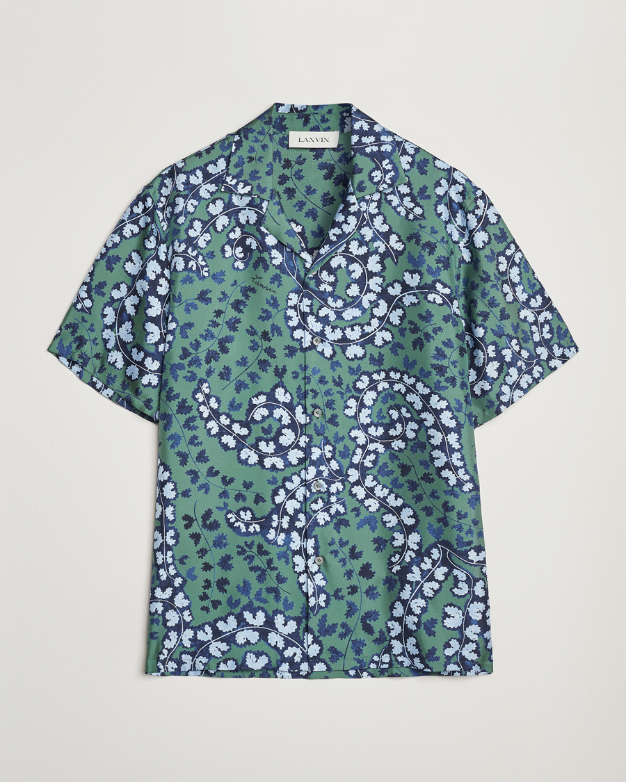 Herr | Skjortor | Lanvin | Rateau Print Bowling Shirt Sage Green