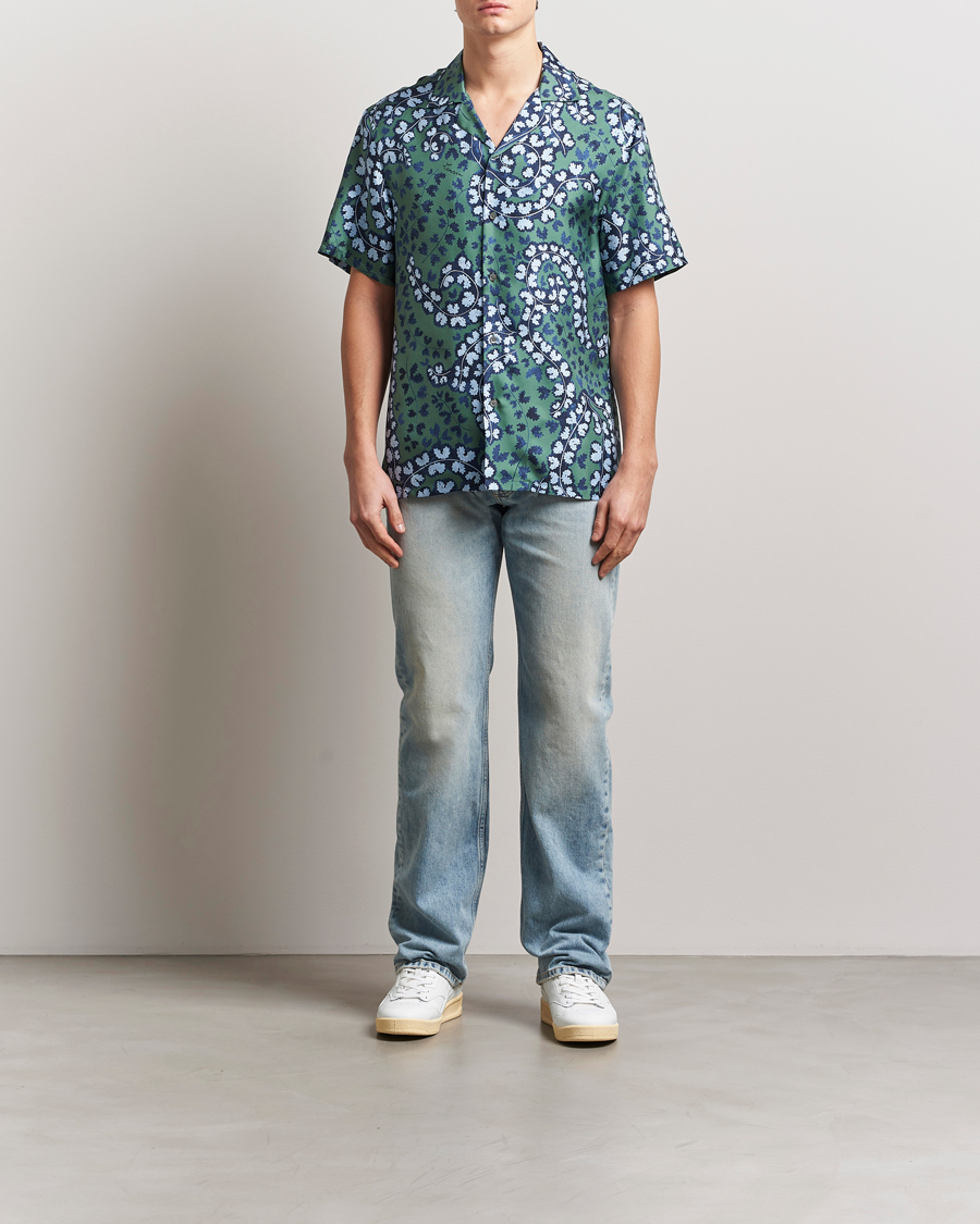 Herr | Skjortor | Lanvin | Rateau Print Bowling Shirt Sage Green