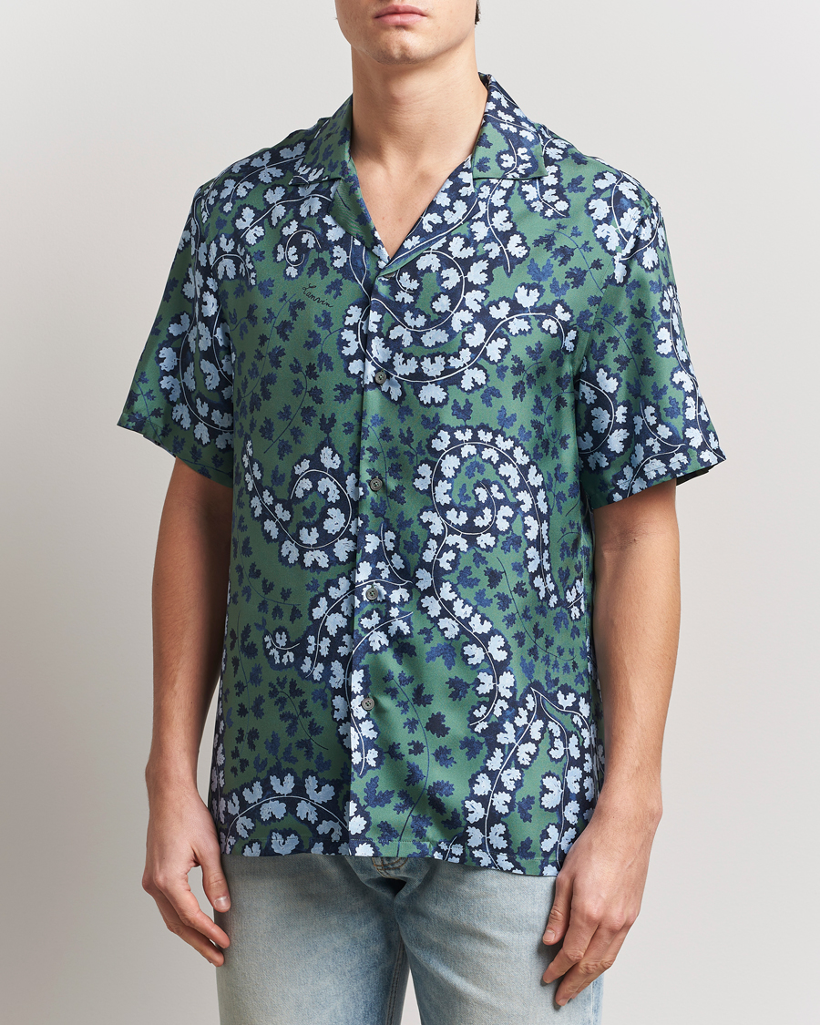 Herr | Skjortor | Lanvin | Rateau Print Bowling Shirt Sage Green
