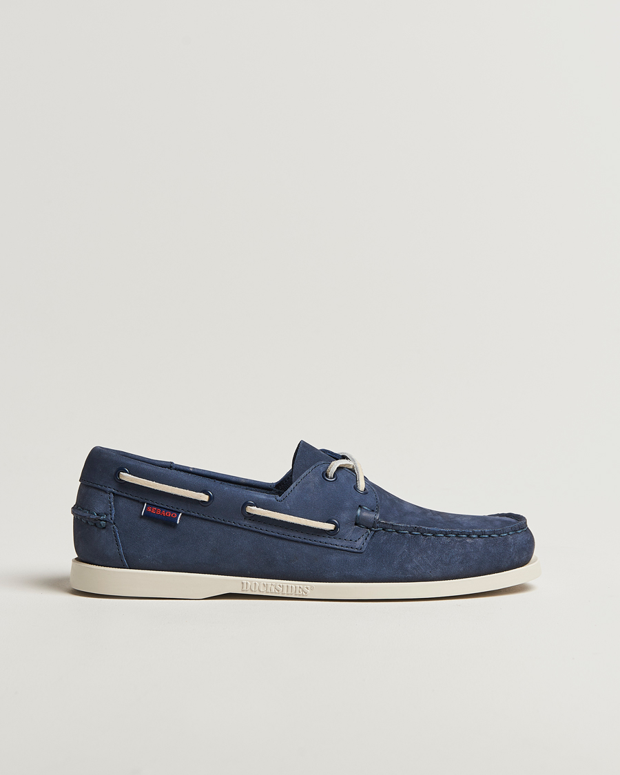 Herr | Seglarskor | Sebago | Docksides Portland Nubuck Boat Shoe Blue Navy