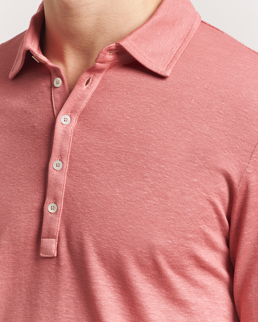 Herr | Pikéer | Massimo Alba | Raya Long Sleeve Polo Coral
