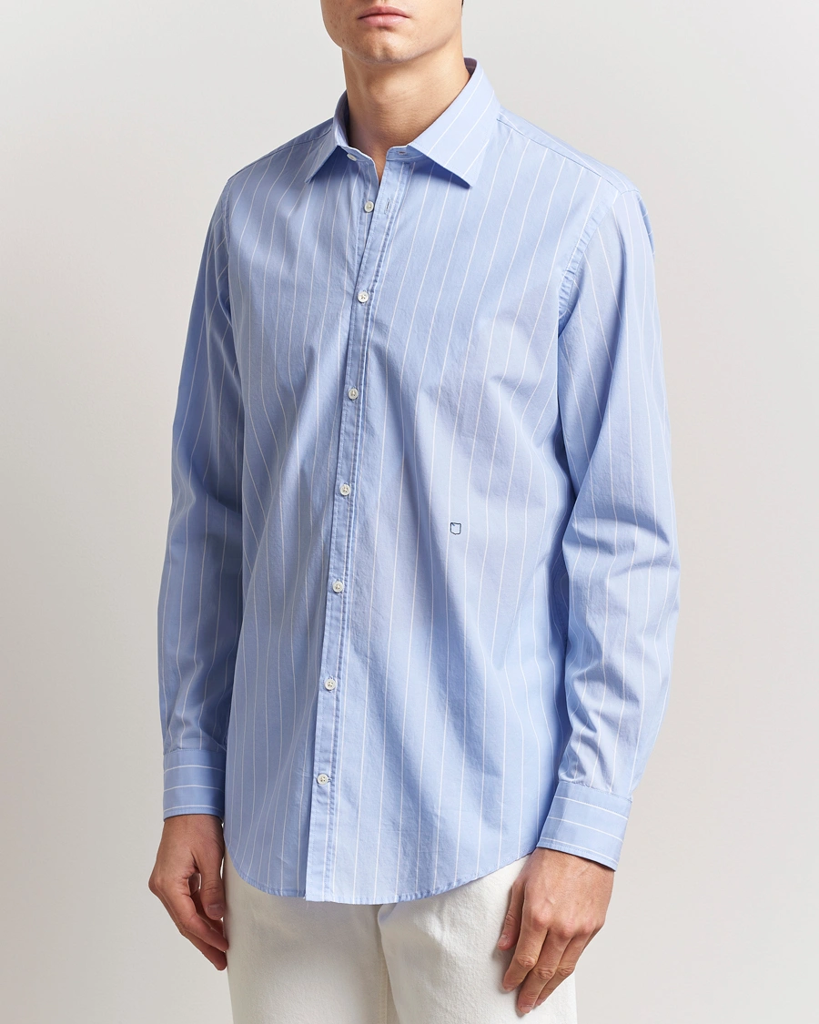 Herr | Skjortor | Massimo Alba | Genova Striped Cotton Shirt Light Blue