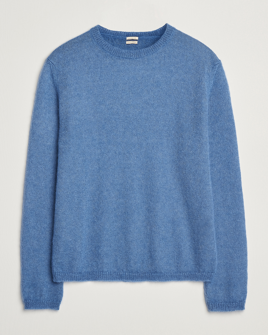Herr | Tröjor | Massimo Alba | Baby Mohair Crew Neck Pullover Sky Blue