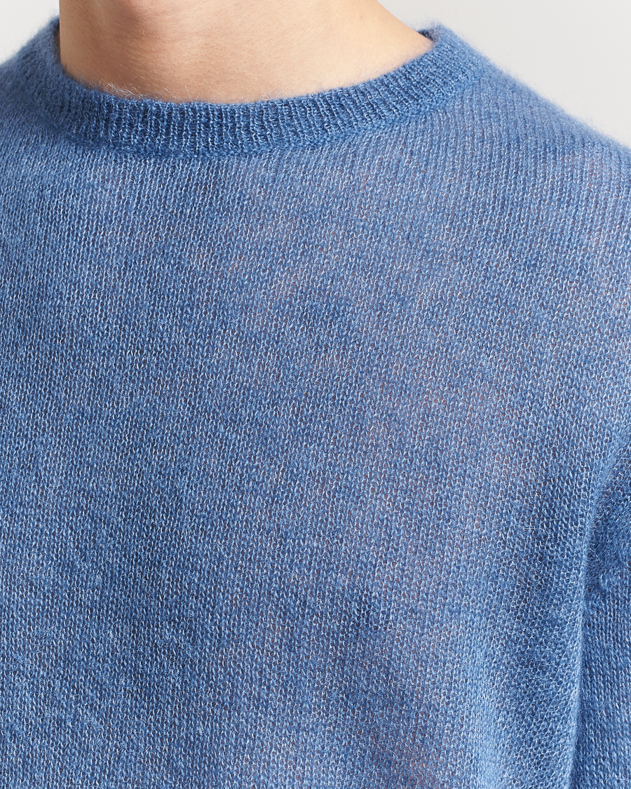 Herr | Tröjor | Massimo Alba | Baby Mohair Crew Neck Pullover Sky Blue