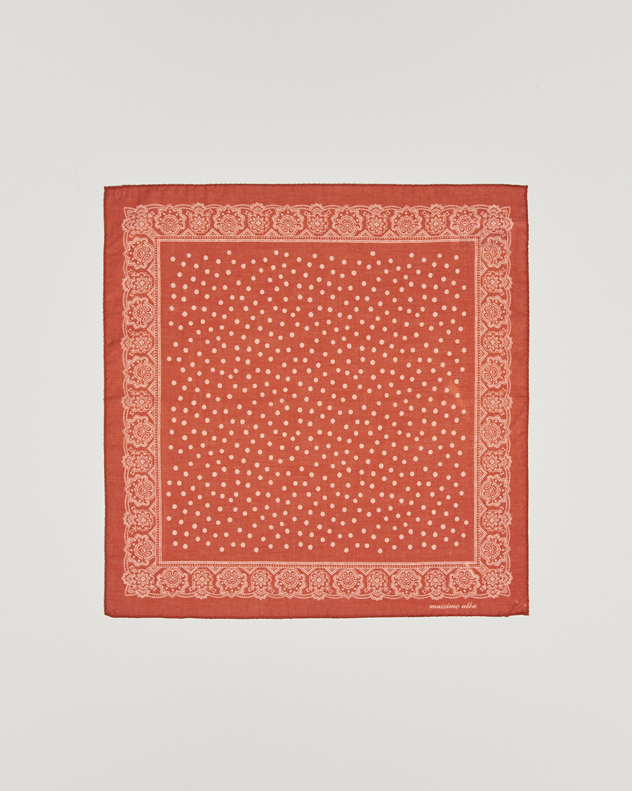 Herr | Näsdukar | Massimo Alba | Printed Cotton Voile Handkerchief Burn Red