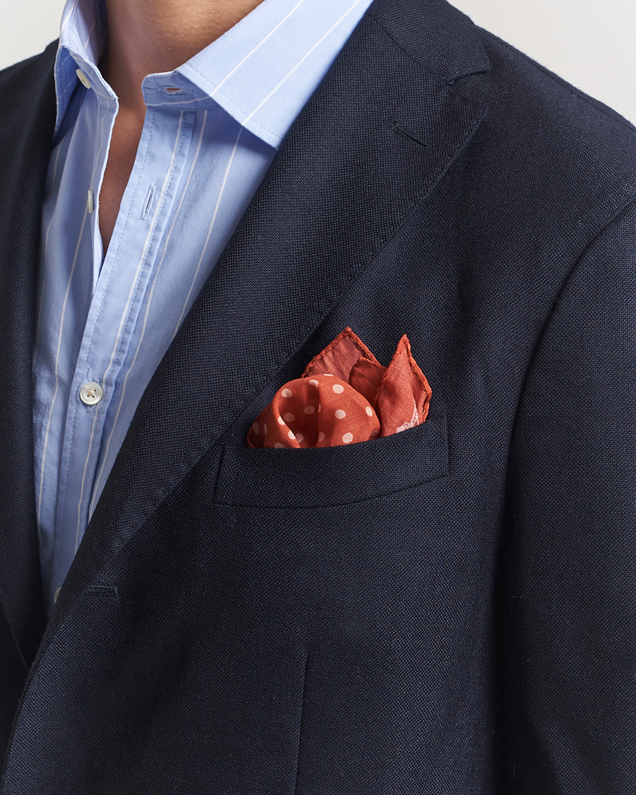 Herr | Näsdukar | Massimo Alba | Printed Cotton Voile Handkerchief Burn Red