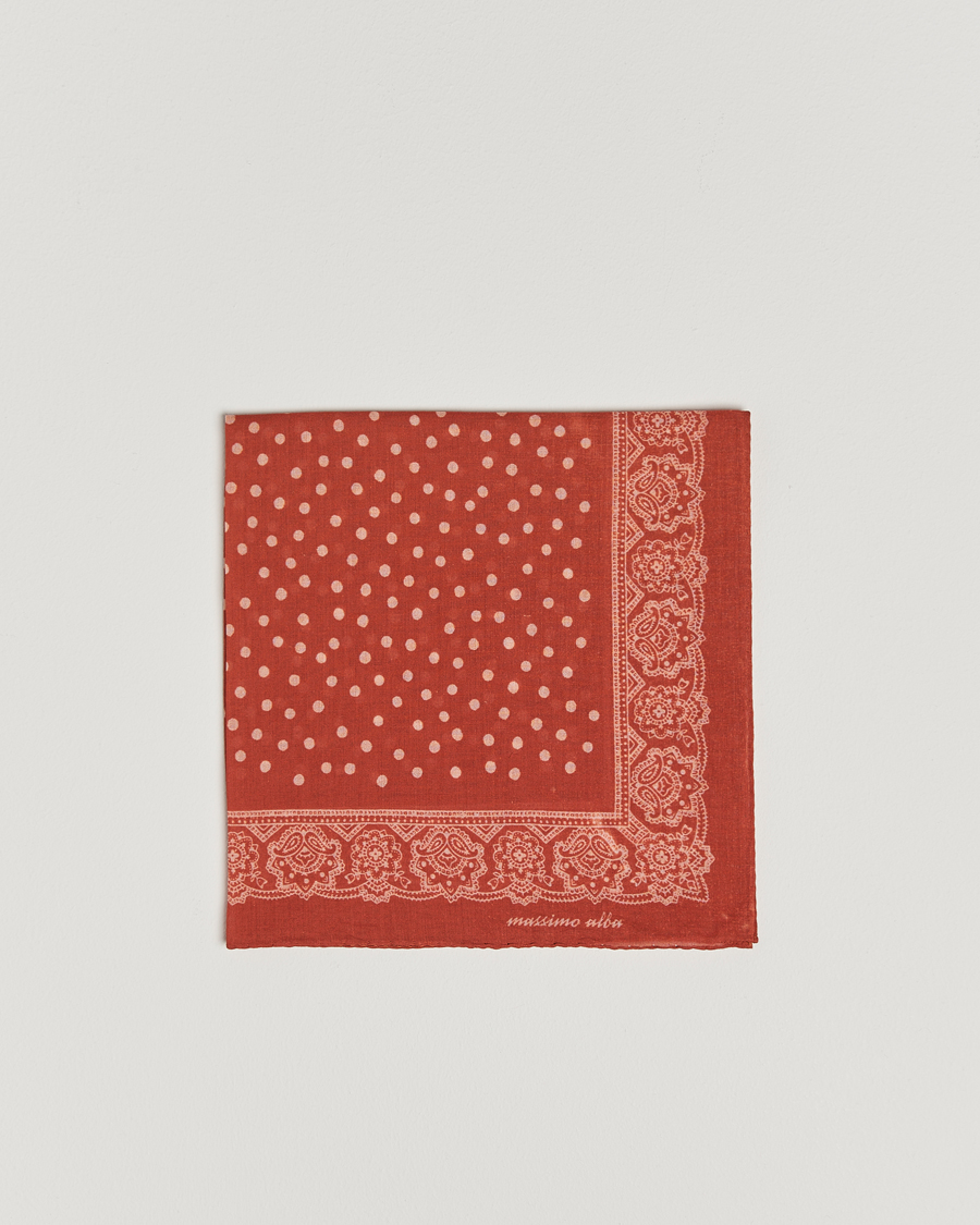 Herr | Näsdukar | Massimo Alba | Printed Cotton Voile Handkerchief Burn Red