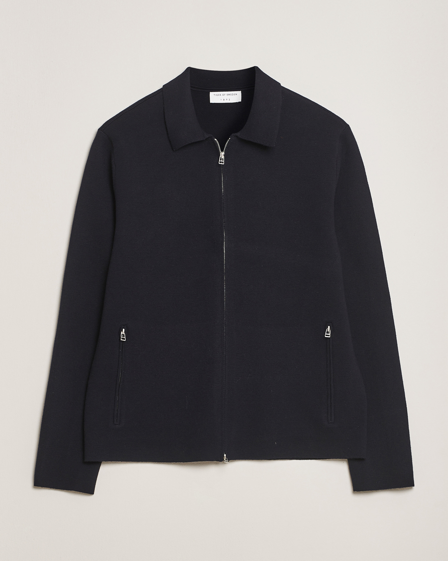 Herr | Tröjor | Tiger of Sweden | Celyn Cotton/Wool Full Zip Light Ink