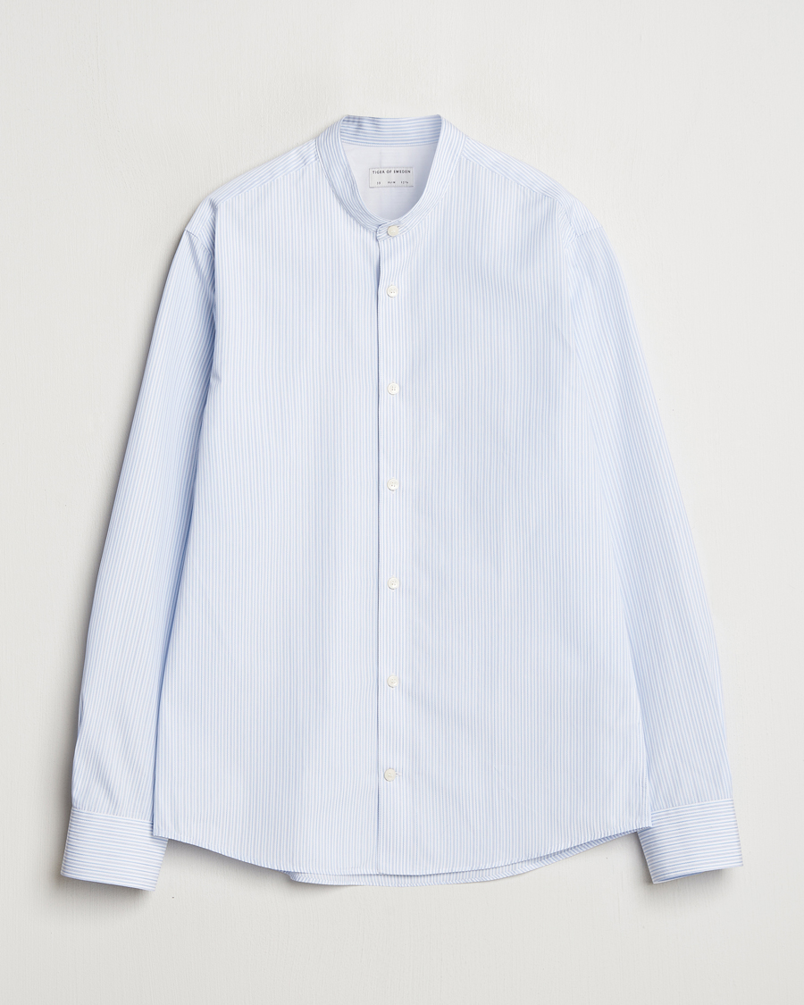 Herr | Skjortor | Tiger of Sweden | Spenser Band Collar Shirt Light Blue