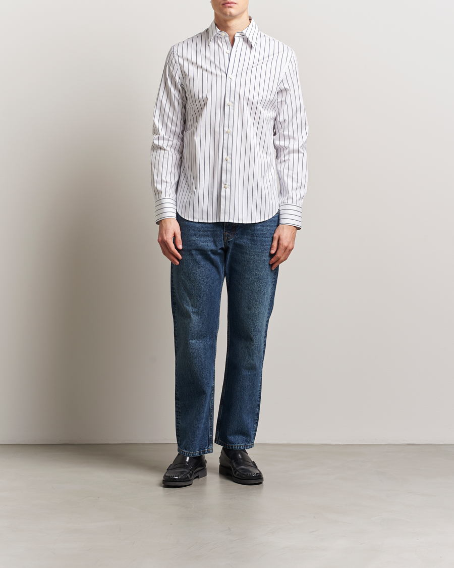 Herr | Skjortor | Tiger of Sweden | Bennet Striped Cotton Shirt Pure White