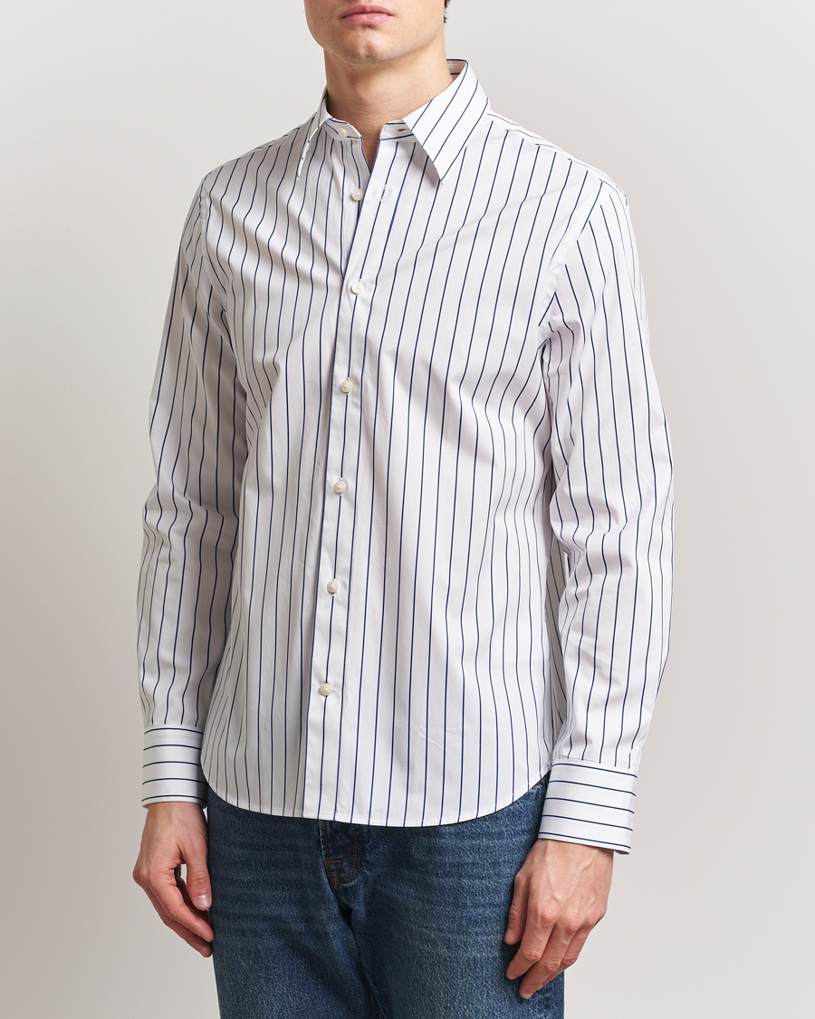 Herr | Skjortor | Tiger of Sweden | Bennet Striped Cotton Shirt Pure White