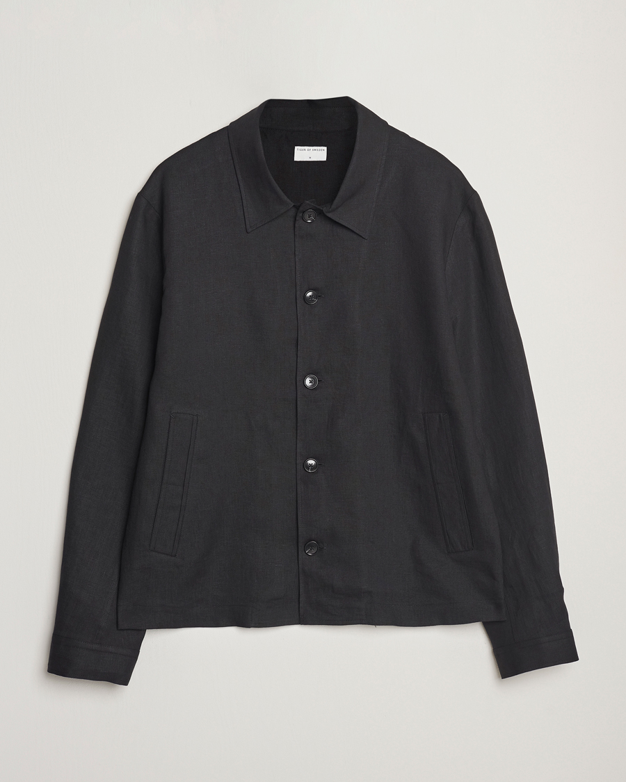 Herr | Skjortor | Tiger of Sweden | Barnaby Linen Overshirt Black
