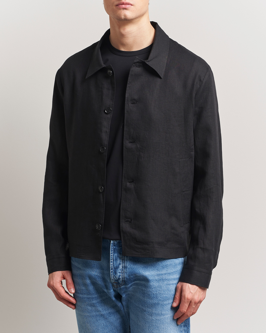 Herr | Skjortor | Tiger of Sweden | Barnaby Linen Overshirt Black