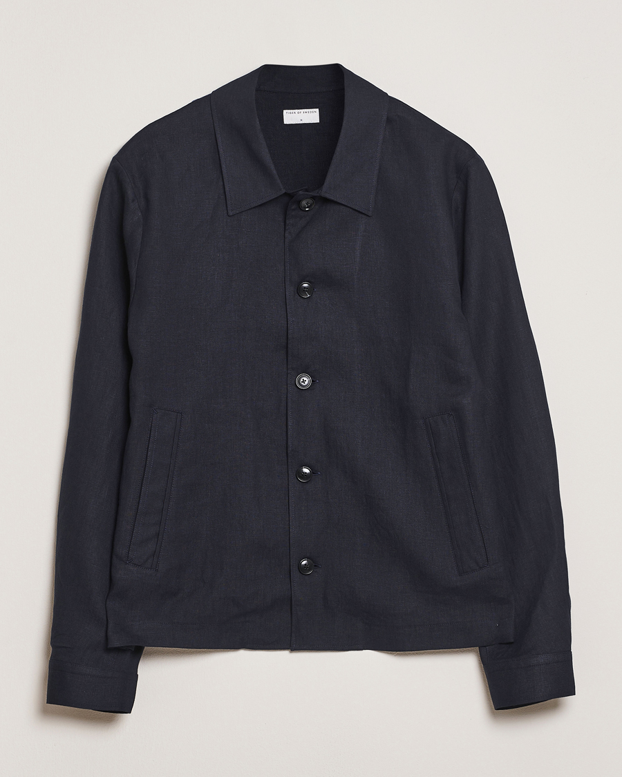 Herr | Skjortor | Tiger of Sweden | Barnaby Linen Overshirt Midnight Blue