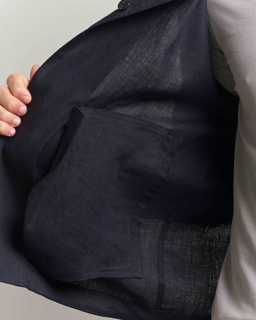 Herr | Skjortor | Tiger of Sweden | Barnaby Linen Overshirt Midnight Blue