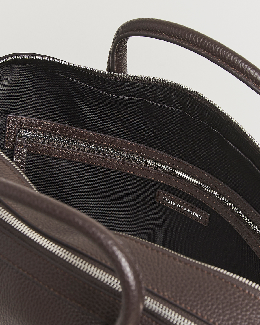 Herr | Tiger of Sweden Beridare Double Zip Leather Briefcase Dark Brown | Tiger of Sweden | Beridare Double Zip Leather Briefcase Dark Brown