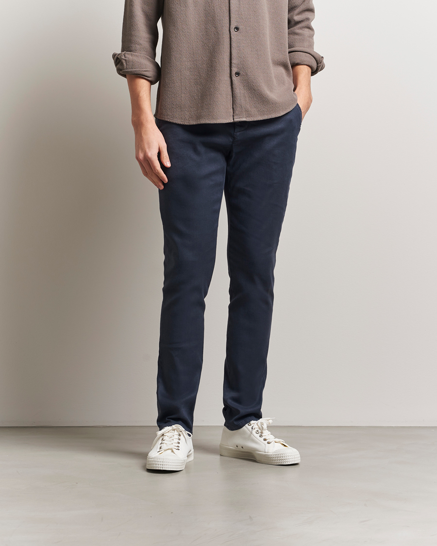 Herr | Byxor | Dondup | Gaubert Linen Stretch Chinos Navy