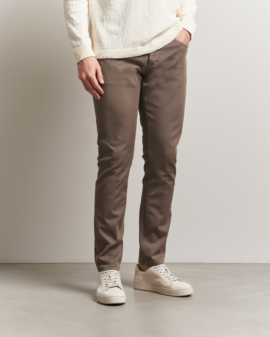 Herr | Byxor | Dondup | George Gabardine 5-Pocket Pants Brown