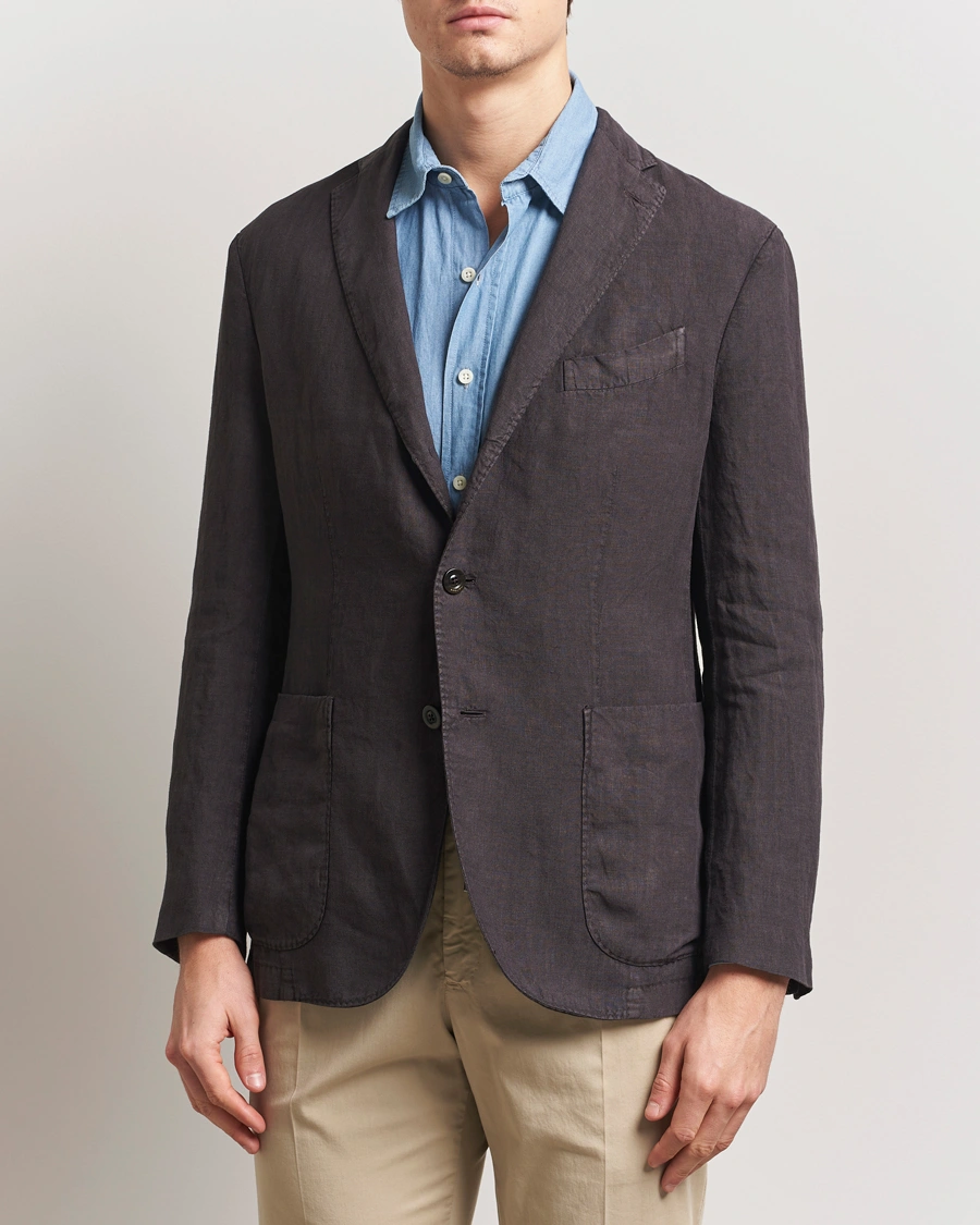 Herr | Kavajer | Boglioli | K Jacket Linen Blazer Dark Brown