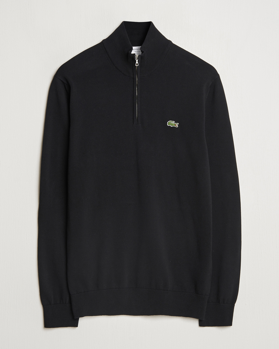 Herr | Tröjor | Lacoste | Cotton Knitted Half Zip Black