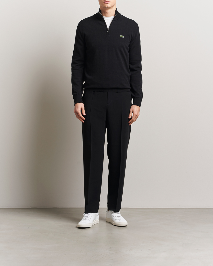 Herr | Tröjor | Lacoste | Cotton Knitted Half Zip Black