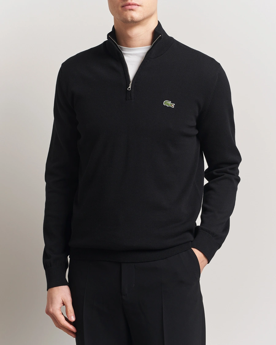 Herr | Tröjor | Lacoste | Cotton Knitted Half Zip Black