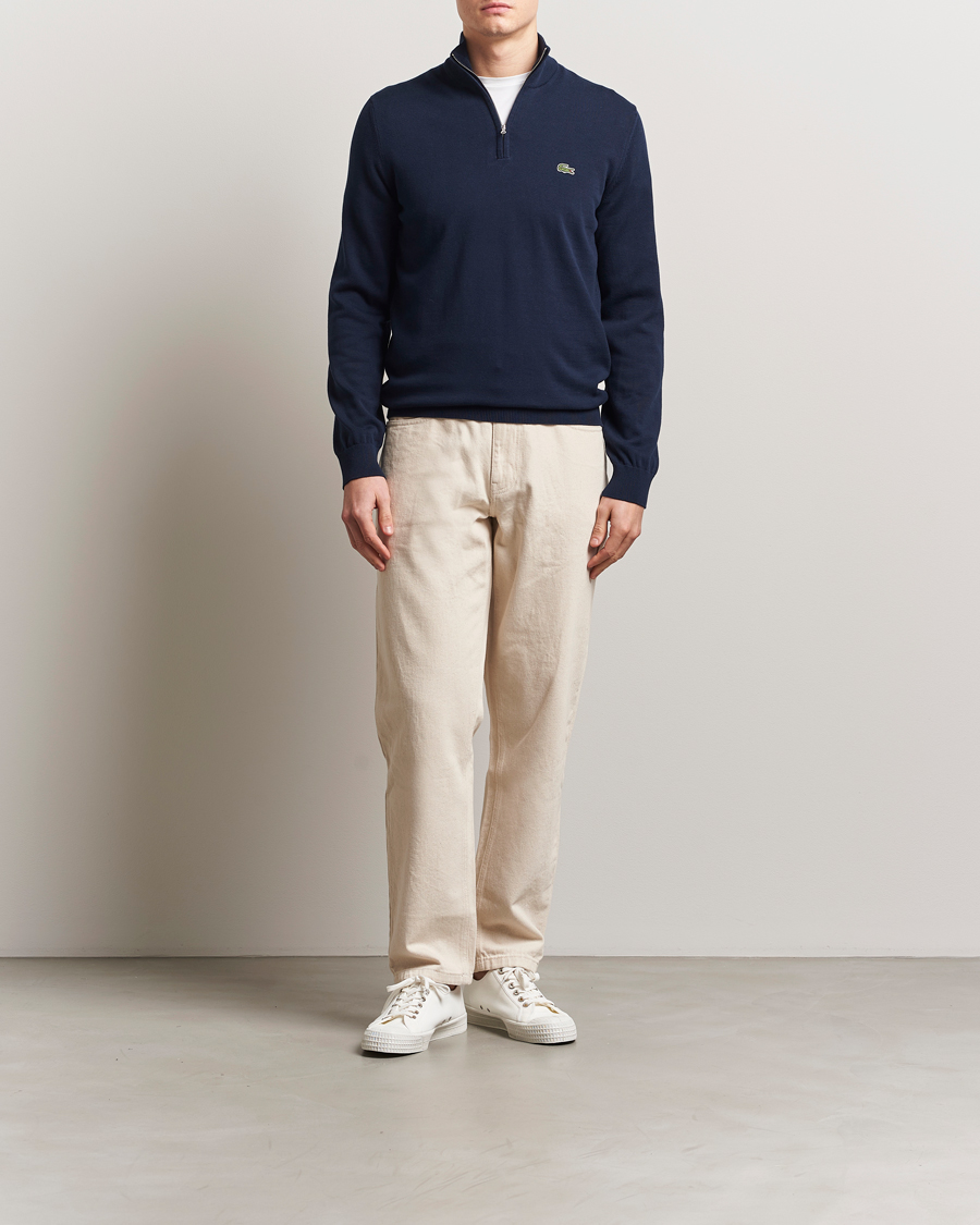 Herr | Tröjor | Lacoste | Cotton Knitted Half Zip Navy