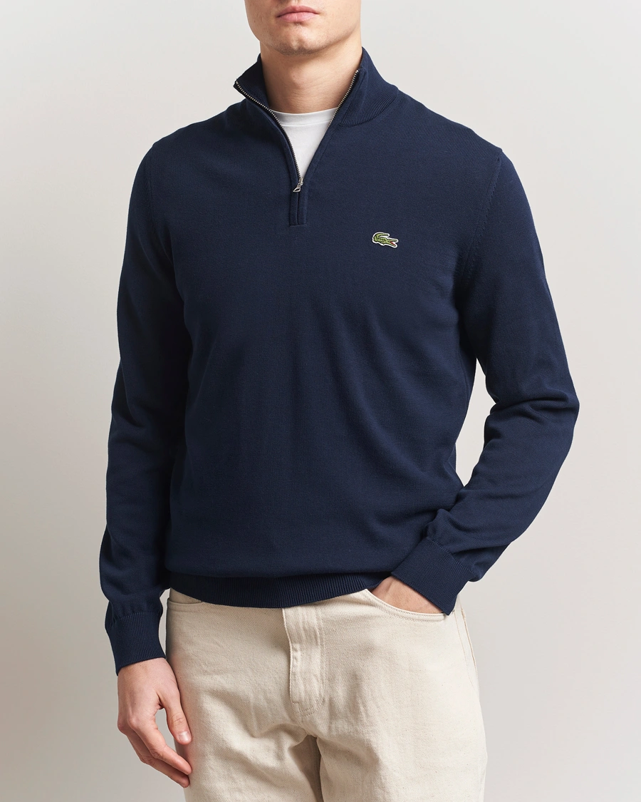 Herr | Tröjor | Lacoste | Cotton Knitted Half Zip Navy