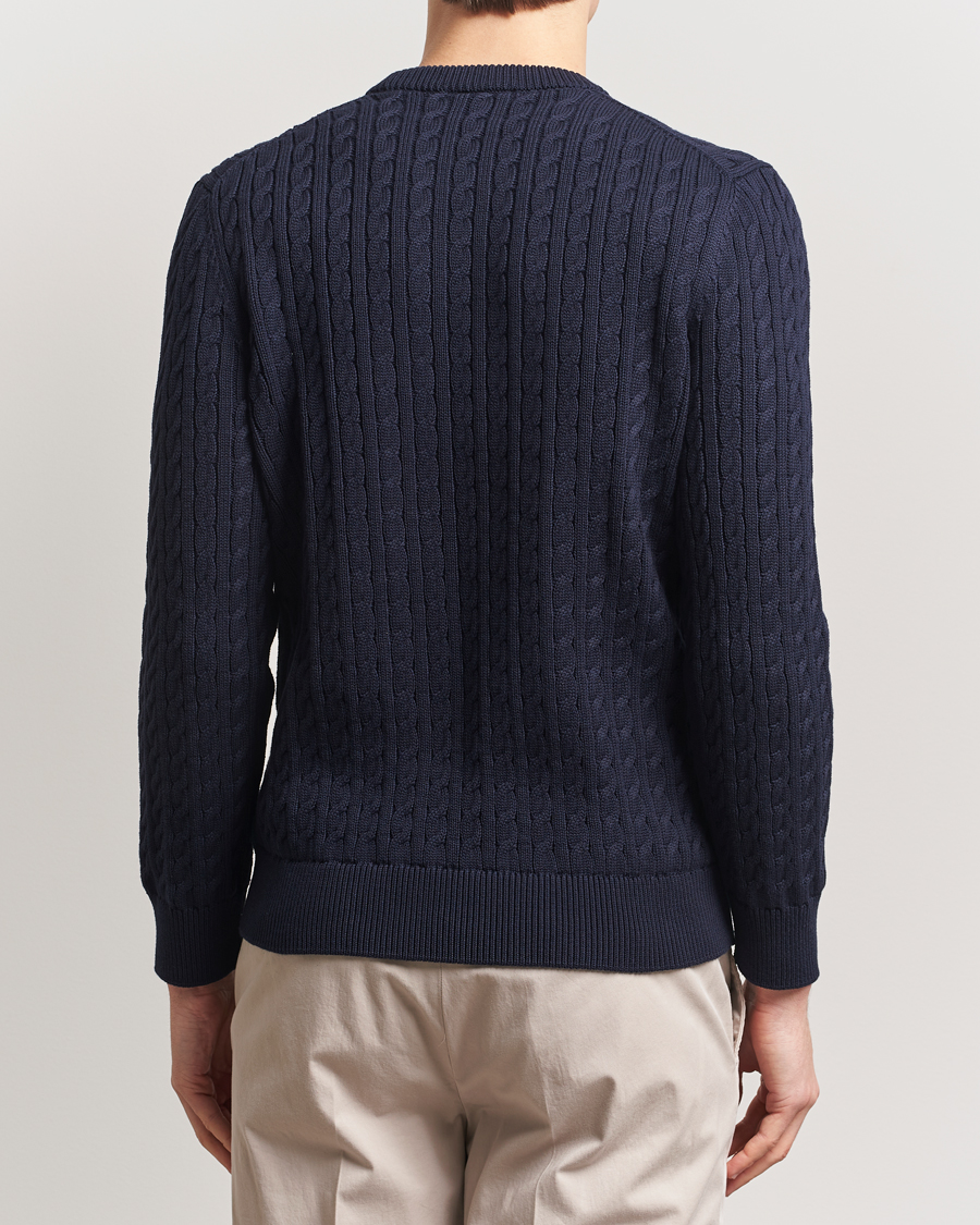 Herr | Tröjor | Lacoste | Cotton Cable Sweater Navy Blue