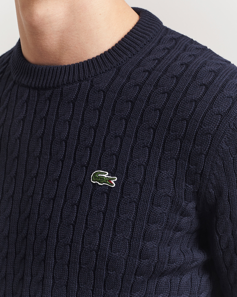 Herr | Tröjor | Lacoste | Cotton Cable Sweater Navy Blue