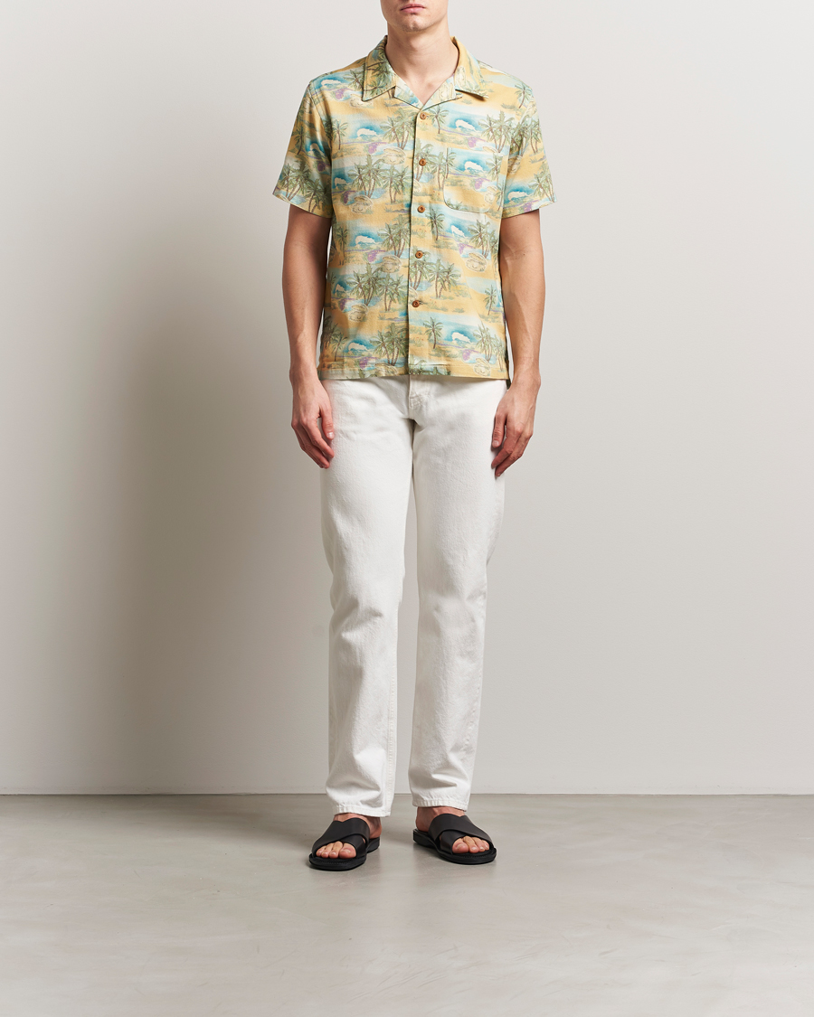 Herr | Skjortor | Nudie Jeans | Arvid Printed Short Sleeve Shirt Mustard