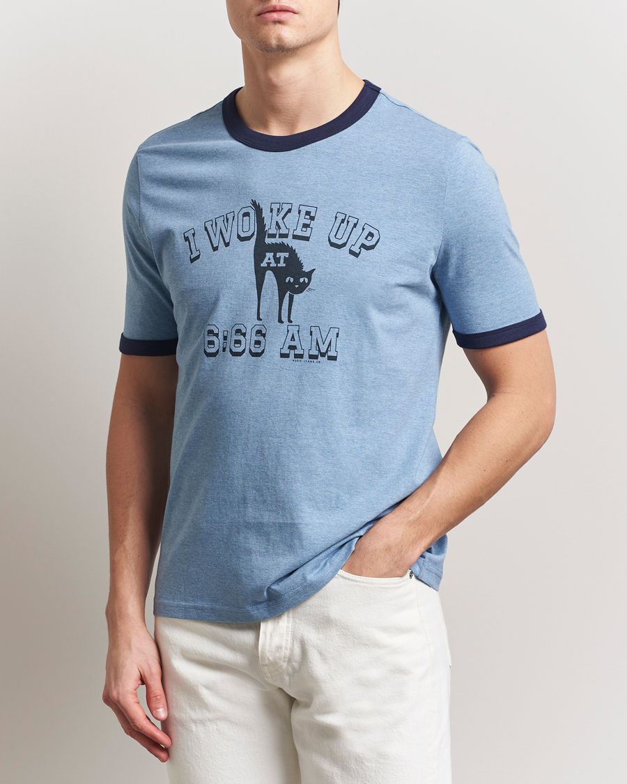 Herr | T-Shirts | Nudie Jeans | Ricky Printed Ringer T-Shirt Blue Melange