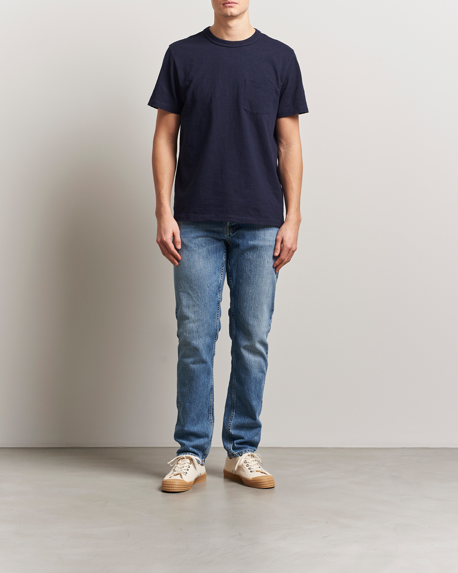 Herr | T-Shirts | Nudie Jeans | Roy Heavy Slub T-Shirt Blueberry
