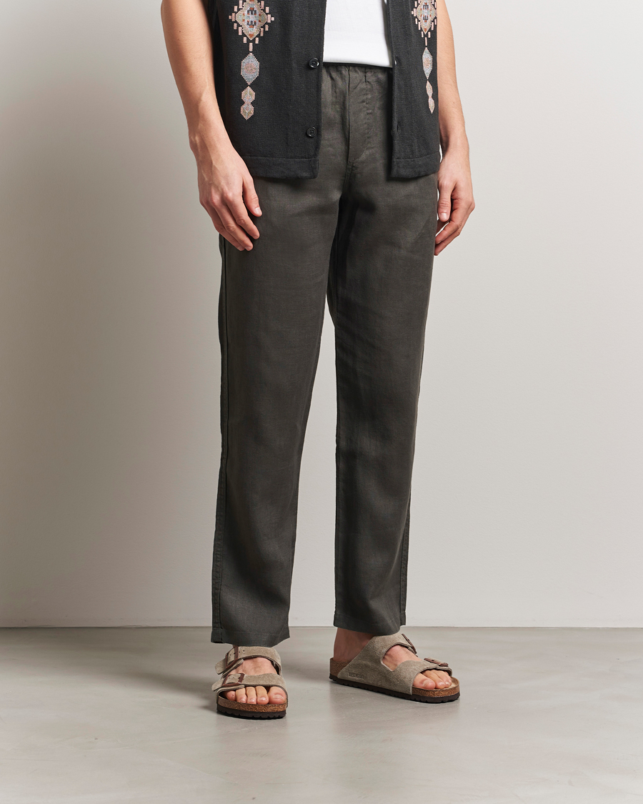 Herr | Byxor | Samsøe Samsøe | Jabari Linen Drawstring Trousers Beluga Grey