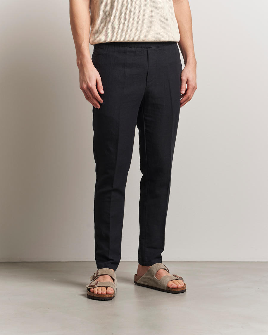 Herr | Byxor | Samsøe Samsøe | Smithy Linen/Cotton Drawstring Trousers Black