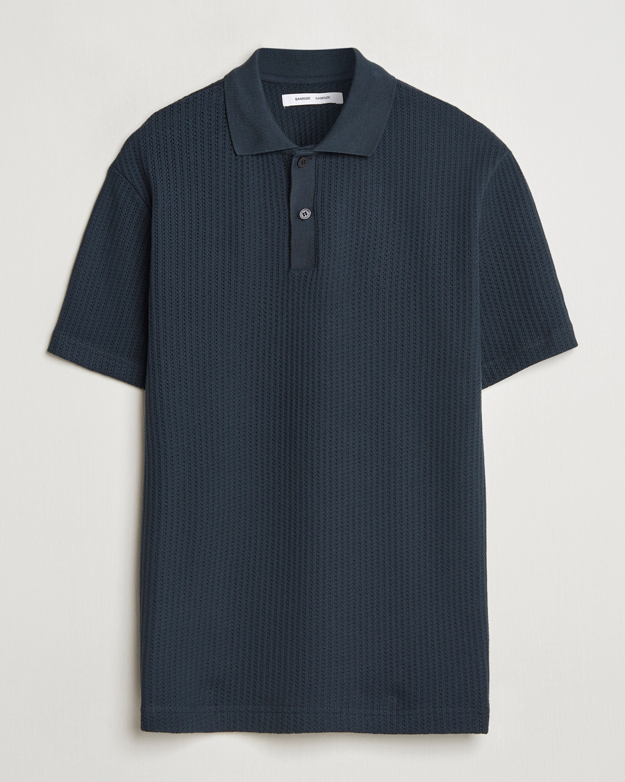 Herr | Pikéer | Samsøe Samsøe | Jase Structured Knitted Polo Salute Navy