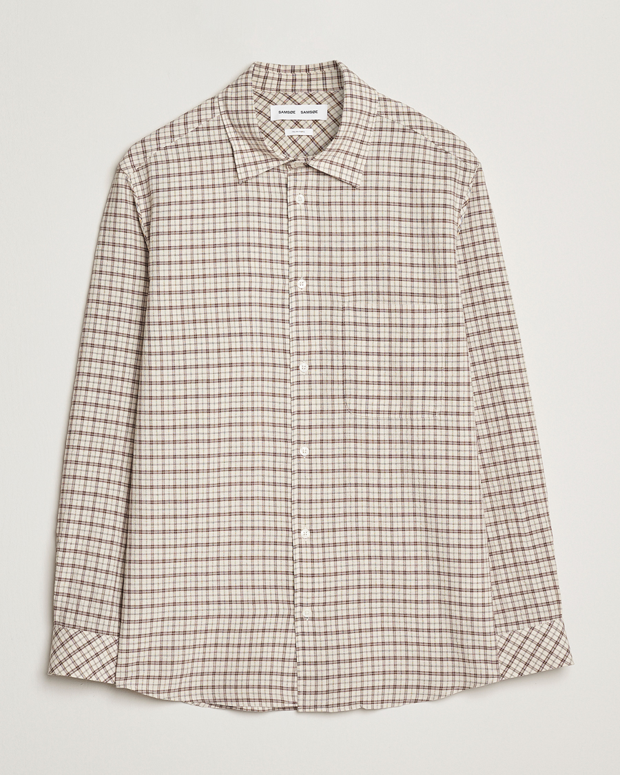 Herr | Skjortor | Samsøe Samsøe | Damon Viscose/Cotton Checked Shirt Canteen