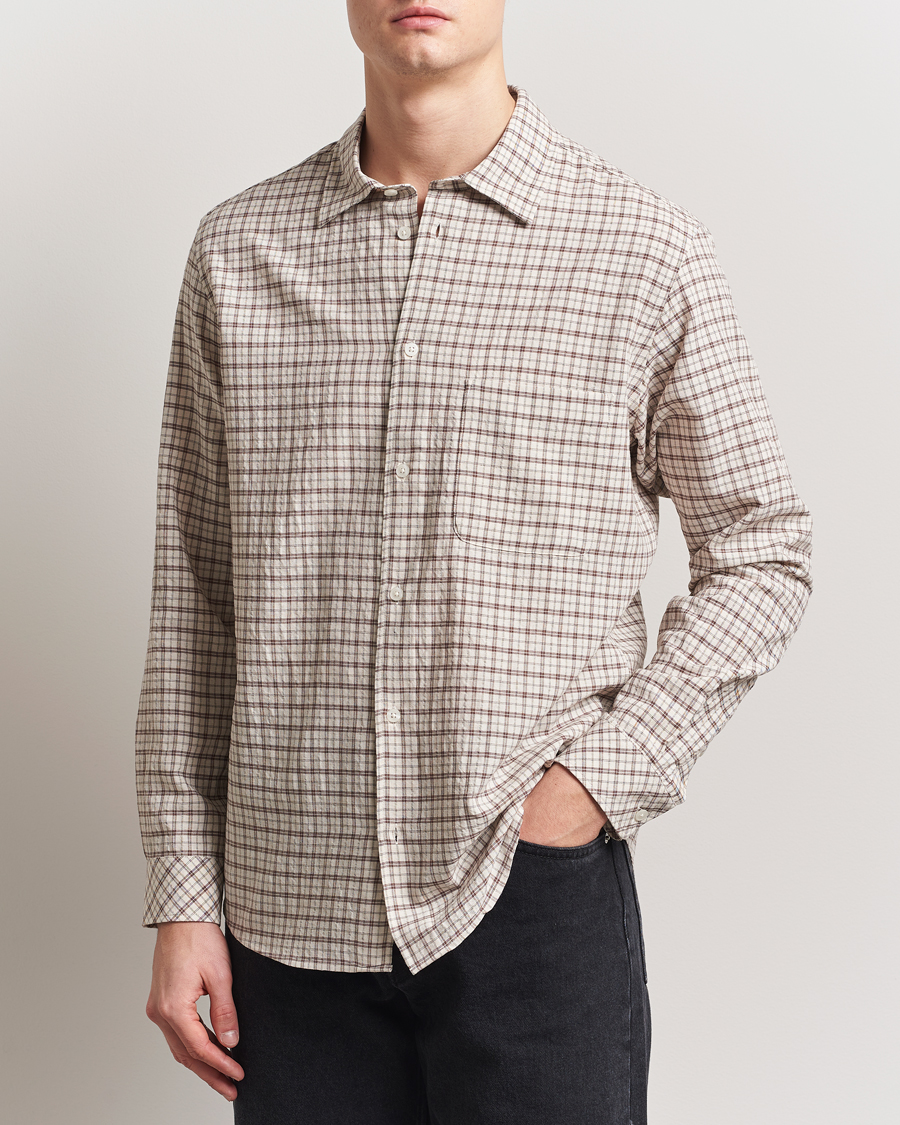 Herr | Skjortor | Samsøe Samsøe | Damon Viscose/Cotton Checked Shirt Canteen