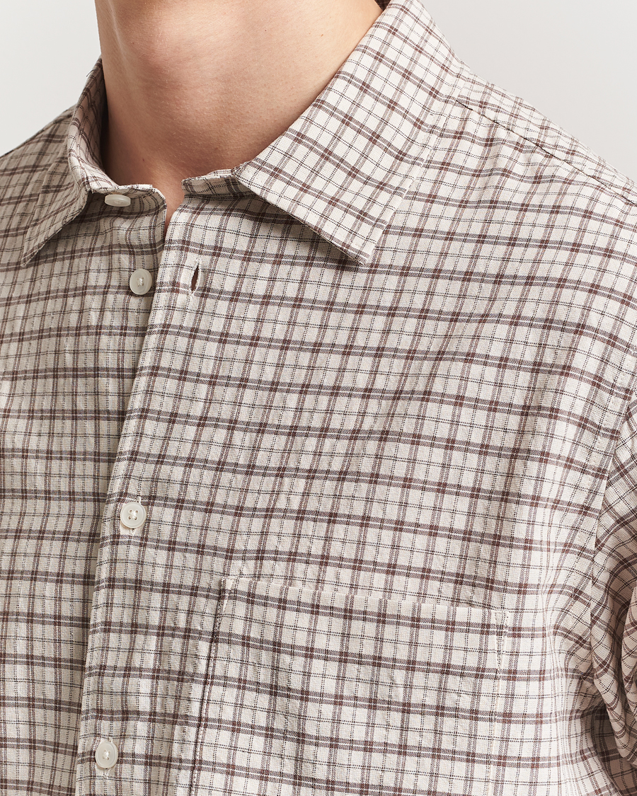 Herr | Skjortor | Samsøe Samsøe | Damon Viscose/Cotton Checked Shirt Canteen