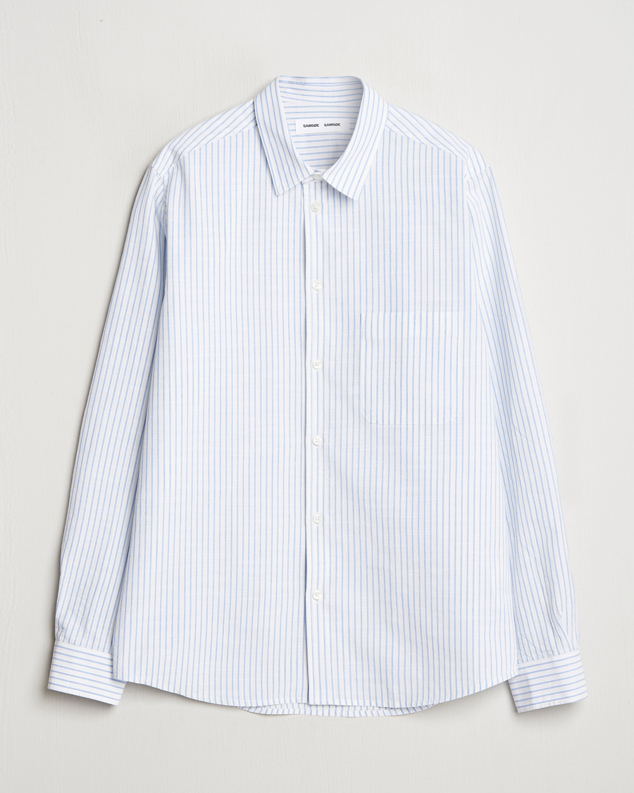 Herr | Skjortor | Samsøe Samsøe | Ryan Cotton Striped Shirt Blue/White