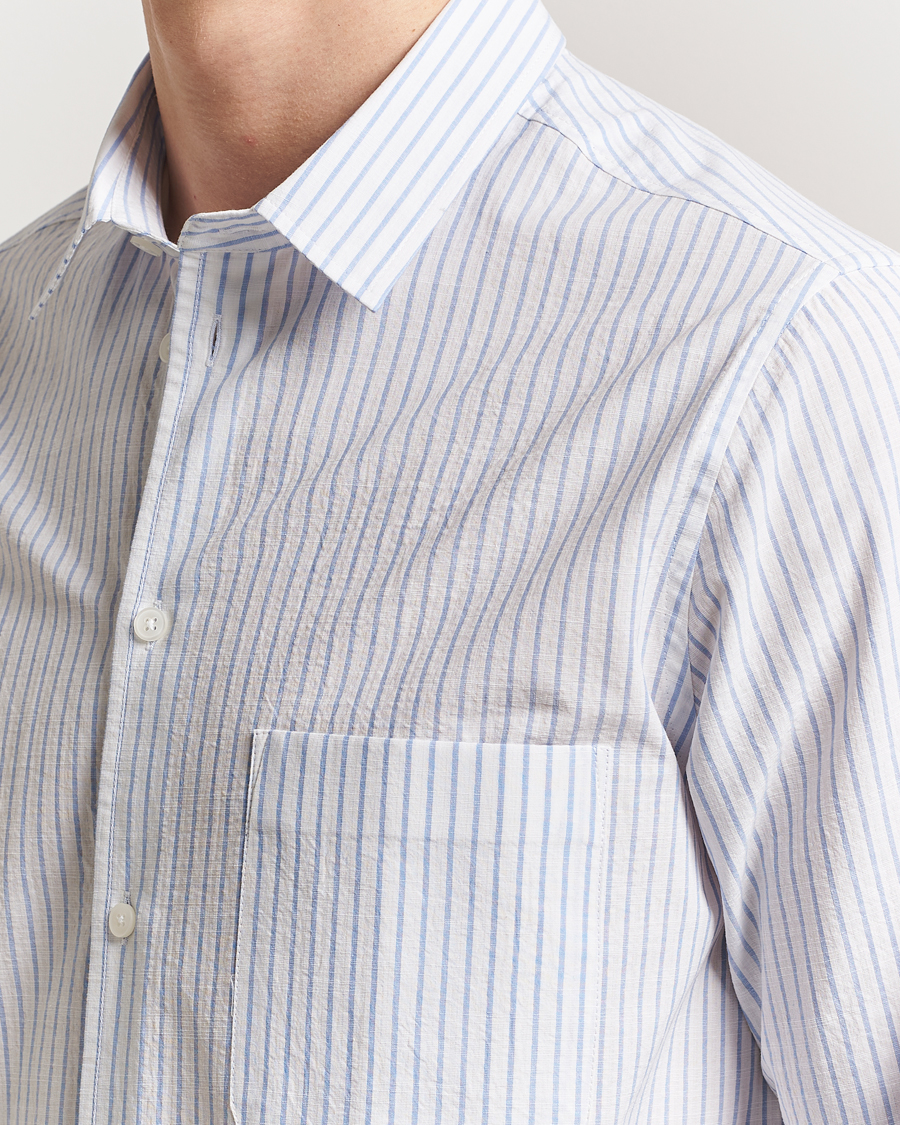 Herr | Skjortor | Samsøe Samsøe | Ryan Cotton Striped Shirt Blue/White