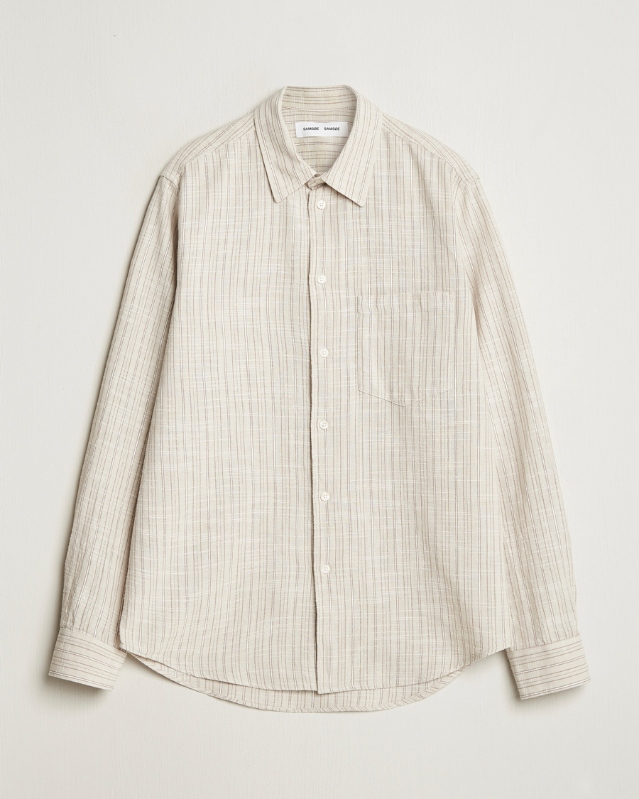 Herr | Skjortor | Samsøe Samsøe | Liam Cotton/Linen Striped Shirt Moonstruck