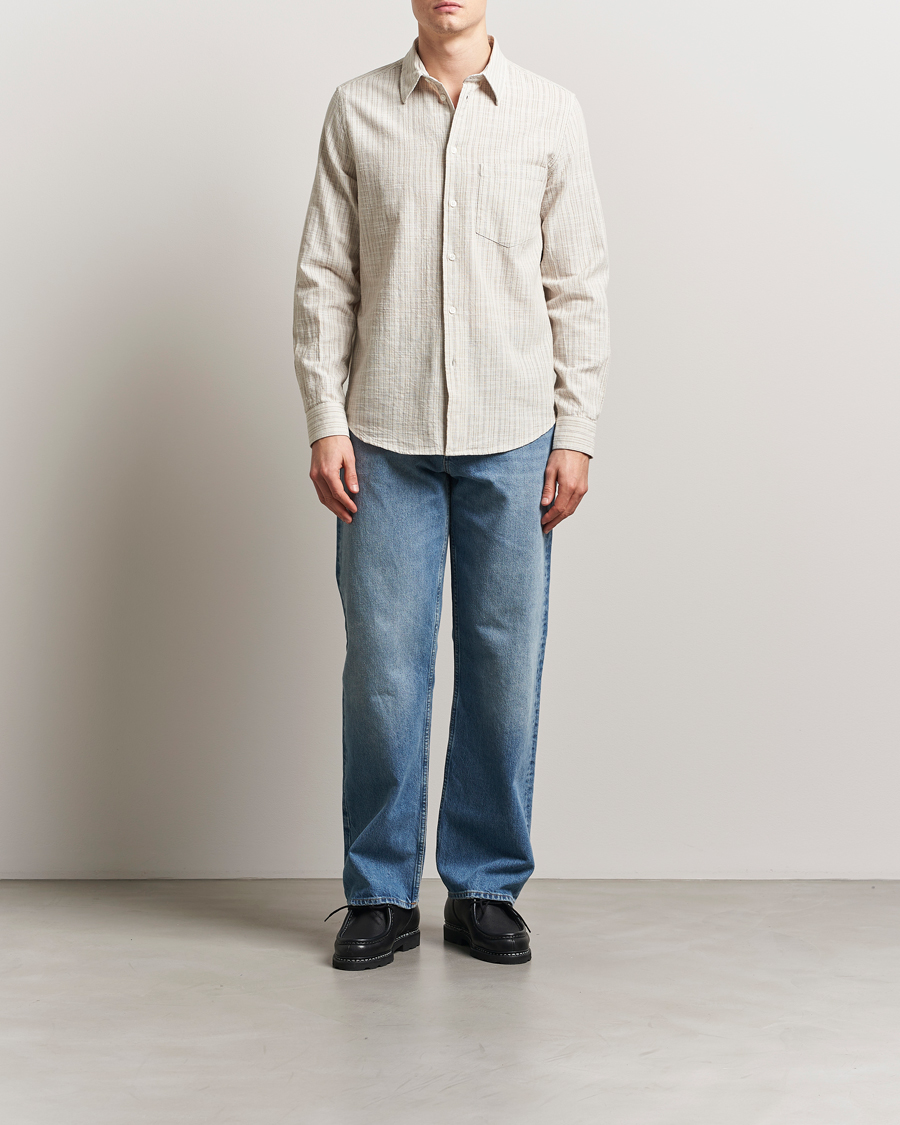 Herr | Skjortor | Samsøe Samsøe | Liam Cotton/Linen Striped Shirt Moonstruck