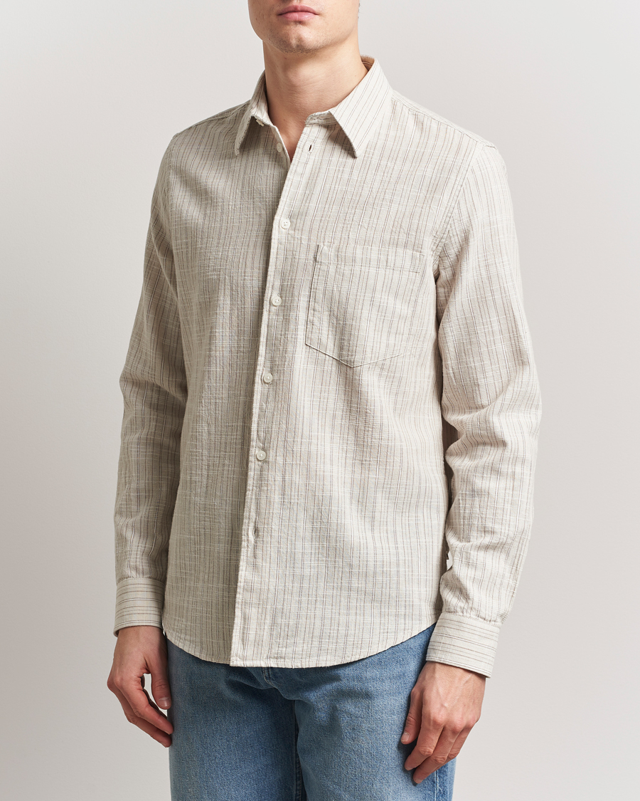 Herr | Skjortor | Samsøe Samsøe | Liam Cotton/Linen Striped Shirt Moonstruck