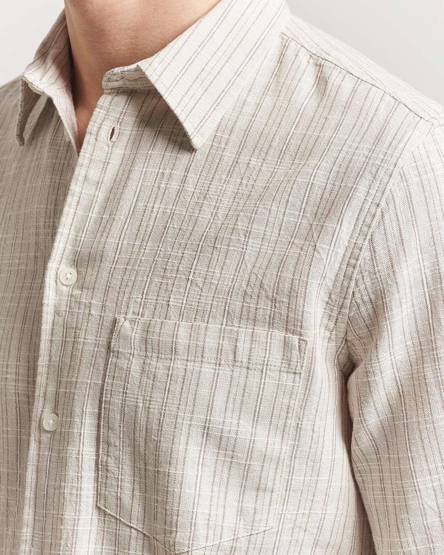Herr | Skjortor | Samsøe Samsøe | Liam Cotton/Linen Striped Shirt Moonstruck